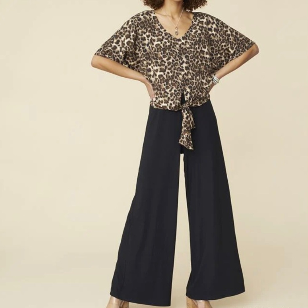 NWT Coco + Carmen Moxy Ribbed Wide-Leg Pants in black size S/M